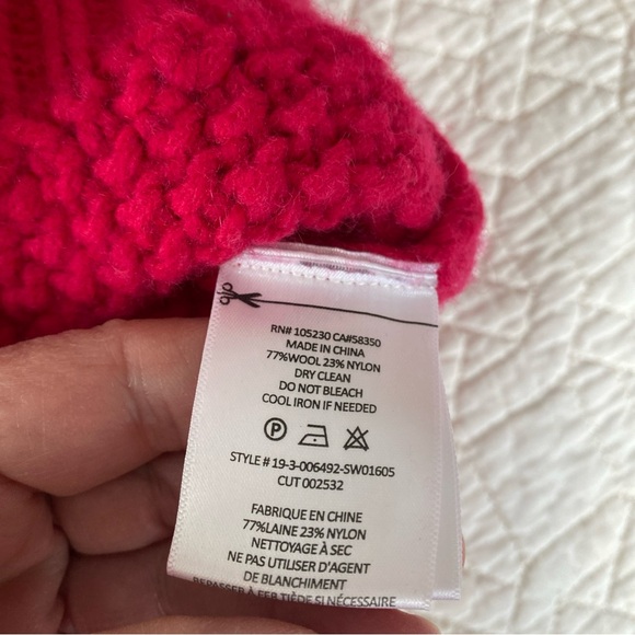 Joie Cherry Red wool Blend cable cropped sweater XS - Picture 9 of 10